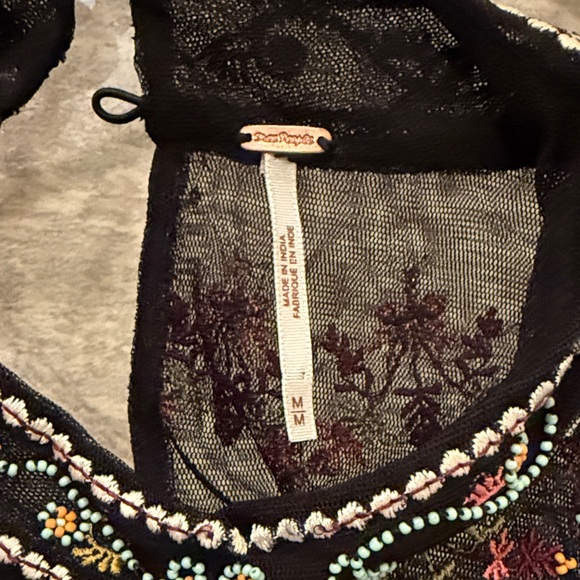 Free People Embroidered Sheer Black Sleeveless Top - Picture 2 of 4